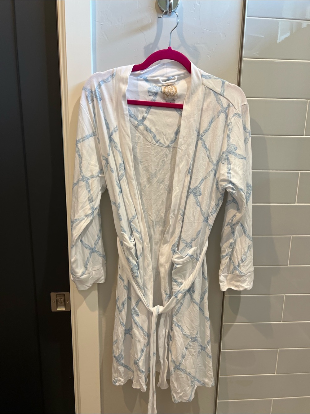 Ready or Not Robe Buckhead Blue Belle Meade Bow with Worth Avenue White